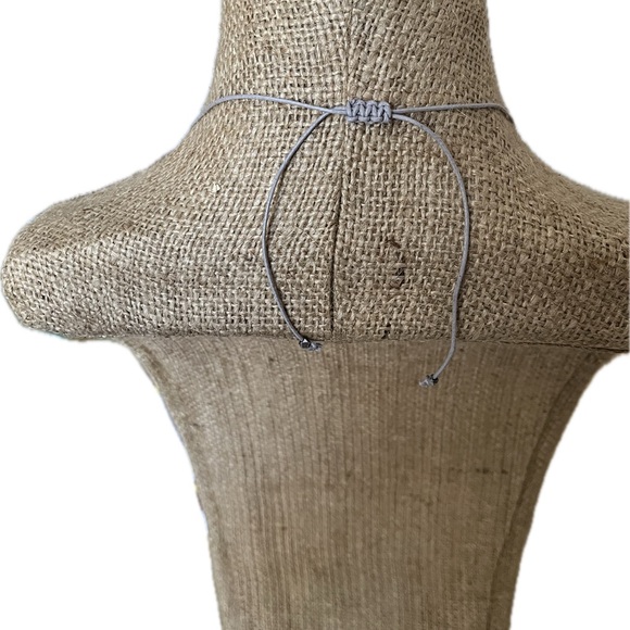 JJILL Elegant Faux Sea Glass Beads Necklace on gray adjustable cord - Picture 2 of 2